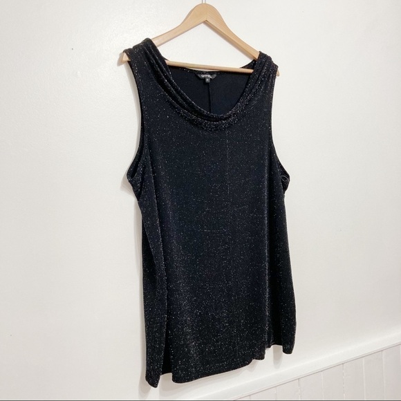George Black Cowl Neck Silver Sequin Sleeveless Tunic Size 2X - Picture 10 of 10
